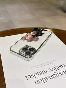 Pink Rose Design With Bible Verses, Full-Coverage Electroplated TPU Phone Case For IPhone 17/16/15/14/13/12/11/Pro/Pro Max/Plus. Full Coverage Electroplated TPU Lens Protection, Stylish Mobile Accessory, Perfect Gift For Autumn/Winter Birthdays, Valentine's Day, Or For Couples. - 銀色 - 查看 5