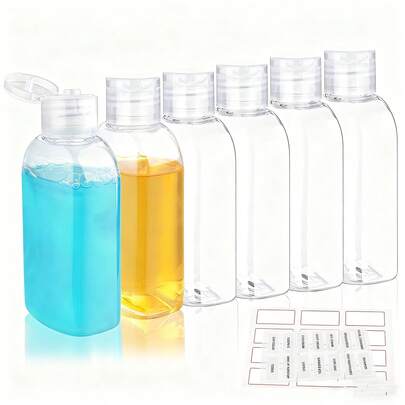 6Pcs Travel Shampoo Bottles 6pcs 3.4oz Travel Bottles For Toiletries Leak Proof Refillable Lotion Containers With Flip Cap Small Plastic Squeeze Bottle(Clear)