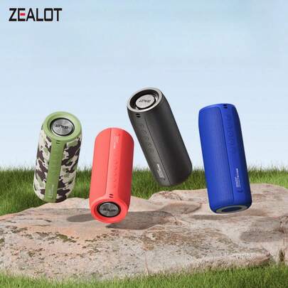  ZEALOT S51 20W 无线音箱，便携式户外低音炮，IPX5 防水，支持 TWS 双设备配对，1800mAh 电池可提供 8 小时播放时间，带来沉浸式立体声效果，配备充电线和音频线，兼容 FM/TF/USB 接口，适用于家庭影院/户外聚会/广场舞等多种场合。