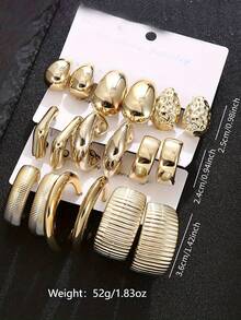 18/6pcs/Set Fashionable Geometric Textured Hoop Earrings, Gift For Mom, Relatives, Friends (Made Of ABS Plastic) - Multicolor - View 7