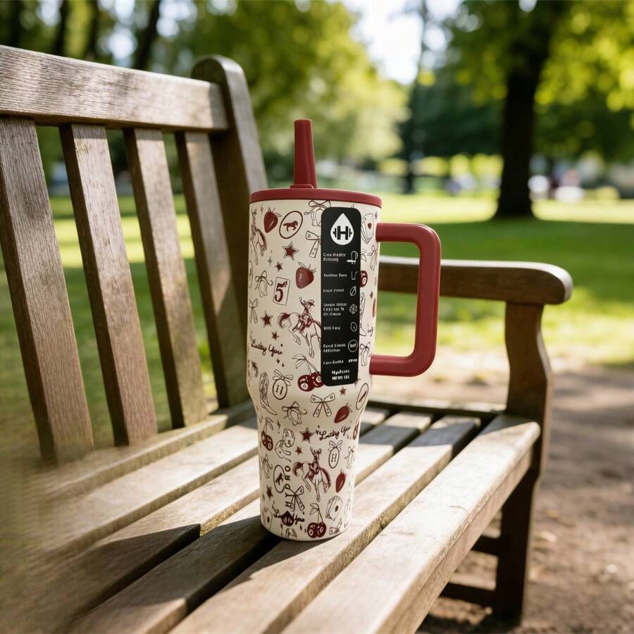 An Exclusive Standout Gift For Valentine's Day, And Also An Exceptional Choice For Graduation Season Mementos, Teacher's Day Gratitude Gifts, Birthday Surprises, Thanksgiving Tokens, Christmas Limited Editions, And Halloween Creative Presents. It Seamlessly Fits Diverse Occasions Like Party Supplies-Deliver Heartfelt Intentions That Never Miss The Mark!Ideal For Office Commutes, On-The-Go Hydration In Cars, Post-Workout Refreshment At The Gym, Essential Gear For Outdoor Adventures, A Reliable Companion For Sports And Fitness, And A Warm Sidekick During Travels. Quench Your Thirst Anytime, Anywhere With Effortless Convenience.Equipped With Vacuum Insulation Technology, It Locks In Heat And Aroma For Hot Beverages Lasting Hours, While Keeping Cold Drinks Icy And Refreshing. Dual-Purpose Design Suits All Seasons-Perfectly Holds Coffee, Hot Tea, Iced Drinks, Fruit Juice, And More - 紅色牛仔40oz - 查看 1