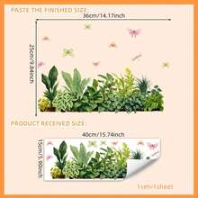 1片绿色植物蝴蝶窗贴，静电吸附塑料贴纸，客厅家居墙面装饰，自然灵感装饰艺术，玻璃窗装饰，家居装饰 - 綠色 - 查看 5