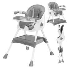 Piorlado Adjustable Height Children's High Chair  Portable Foldable Baby High Chair With Large Antislip Pad & Toy Rack Easy To Clean Feeding For Babies Infants Toddlers - Grey - View 1