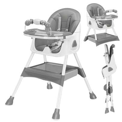 Piorlado Adjustable Height Children's High Chair  Portable Foldable Baby High Chair With Large Antislip Pad & Toy Rack Easy To Clean Feeding For Babies Infants Toddlers