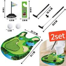 1 Set Toilet Golf Game Set, Mini Bathroom Golf Course, Includes Practice Mat/Putter/Golf Ball/Flag, Foldable Portable Fun Leisure Toy, Realistic Practice Mat And Smooth Putter, Easy To Install, Suitable For Golf Practice During Restroom Breaks, Ideal For Bathroom, Office And Home Entertainment, Also A Perfect Funny Gift For Golf Lovers, Fathers' Birthday Or Holidays, Unique Golf Practice Toy. - Multicolor - View 10