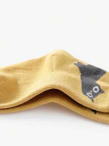 5 Pairs Crew Neck Socks, Suitable For Boys & Girls Aged 1-16, Wear In Spring, Autumn & Winter. Cute Cartoon Cat Pattern, Kids Socks - Multicolor - View 4