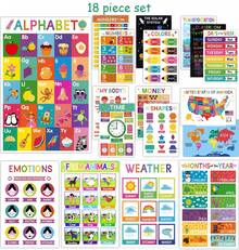 18 Boho Colorful Educational Posters For Toddlers 1-6, Toddler Fun Learning Posters For Preschool & Kindergarten, ABC Chart, Numbers, Colors, Shapes, Days Of The Week, Classroom Decor Posters For Wall Homeschool PreK Classroom Must Haves - Nhiều màu - Xem 9