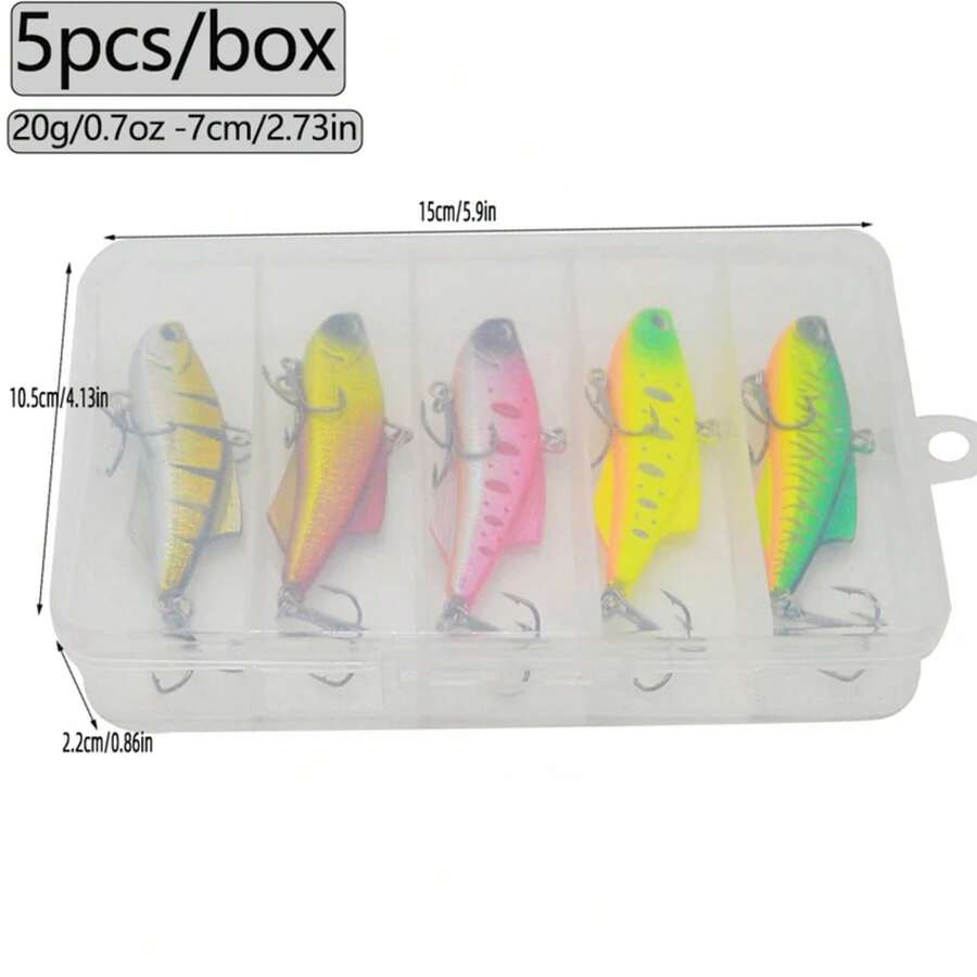 5pcs/Box Sinking VIB Winter Fishing Lure Rattlin Vibration 70mm 20g Bait Wobblers Long Casting Bass Pike Fishing Tackle - A-5pcs - View 1