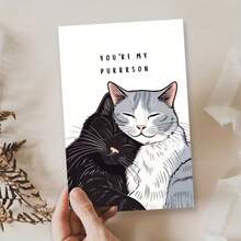 1 "You're My Purrson" Cat Anniversary Card - Heartfelt Greetings With Black And Gray Cats, Suitable For Christmas, Valentine's Day, Weddings - Unique Gift For Husband, Wife, Boyfriend, Girlfriend Or Cat Lovers, Holiday Card | Playful Phrase Card | Quality Paper Goods, Cat Lover Gift - Single Piece - View 3