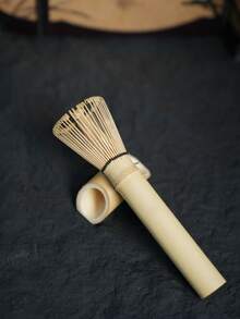 1支紫色竹制长柄茶刷，竹制茶筅，茶道配件，抹茶刷，节日礼物