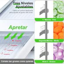 PZW Cortador de Verduras Mandolina para Cocina Cortadora Mandolina de Mano de Acero Inoxidable 3 Ajustes Grosor ideal para Cebollas Tomate Frutas Patatas Repollo2537 - BlancoYGris - Ver 4