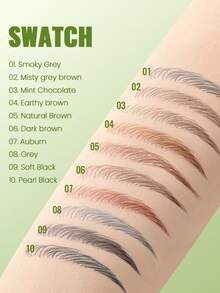 Pudaier 双头眉笔（带刷头）——防水、防汗、持久、超细笔尖，黑色、灰色、深棕色，完美打造自然或狂野妆容