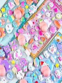 1 pieza Pegatina de estilo aleatorio, adecuada para decoración de teléfonos, scrapbook y diario de niños. Se pueden usar para decorar teléfonos, portátiles, equipaje, tazas, patinetas, cuadernos y guitarras. Excelente para uso diario, regalos de cumpleaños para niños, útiles escolares, accesorios de viaje y decoración de habitaciones de adolescentes. - Multicolor - Ver 3