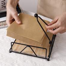 Flat Napkin Holder With Weighted Arm, Windproof Paper Towel Dispenser, Suitable For Indoor And Outdoor Use, Black Metal Napkin Dispenser, Applicable For Hotel, Restaurant, Cafe, Living Room, Bedroom, Office, Bathroom, Dining Table, Dormitory, Wedding, Party And Other Occasions - Multicolor - View 9