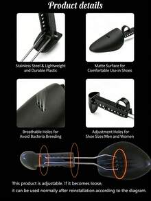 2个可调节黑色塑料鞋撑，皮革鞋撑，运动鞋定型器，鞋撑，鞋套 - 男女通用，运动鞋、休闲鞋、白色男女鞋配件 - 黑色 - 查看 3