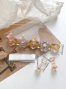 3D树脂亚克力扎染果冻色亮片星星爱心排列底座，配5个极光彩色美甲展示架，日式美甲DIY工具及摄影道具