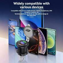 1 szt. Inteligentna ładowarka samochodowa z wyświetlaczem cyfrowym, szybka ładowarka QC3.0 z podwójnym portem USB, 12 V–24 V, technologia szybkiego ładowania, pierwszy wybór szybkiego ładowania typu C, odpowiednia do samochodów, motocykli, ciężarówek i małych łodzi