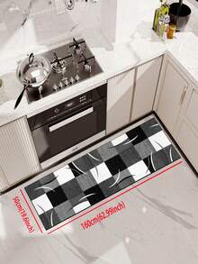 [HOT!!!] 1pc Soft Rubber Kitchen Mat, 3.5mm Thick Kitchen Rug, Black & White Crescent Design Luxury Minimalist Style Absorbent Kitchen Mat, Customizable Size, Surface Fabric, Middle Sponge Layer, Bottom Rubber Layer, Suitable For Kitchen Rugs, Kitchen Decor, Wedding Decor, Home Decor, Bathroom Mats, Entryway Mats, Laundry Room Mats, Hallway Rugs, Living Room Mats, Etc. - Multicolor - View 15