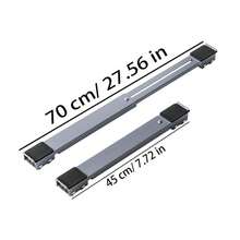 2个重型金属搬运车，360°旋转脚轮 - 带防滑垫和刹车 - 可调节长度可伸缩金属移动架，适用于洗衣机、冰箱和烘干机，易于移动的底座，可在建筑工地、车间、橱柜和装修清洁中移动重物，长度可调节 - 彩色 - 查看 10