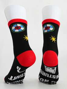 3/6 Pairs New "Do Not Disturb Game Start" Casual Sports Creative Socks With Text Print On Sole, Mid-Calf Length - Multicolor - View 4
