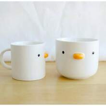 PURROOM Taza de café divertida de cerámica taza de capuchino de pollito dulce taza de té creativa de 13 onzas taza de agua para el hogar oficina familia amigo pareja regalo de San Valentín. - Blanco - Ver 7