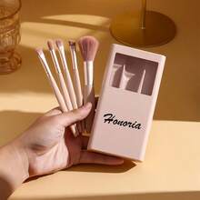 5-Piece Custom Name Women's Makeup Brush Box With Mirror Surface, Skylight Mirror Box Makeup Brush, Portable Mini Multi-Functional Portable Brush, Makeup Brush Set Storage Set, Portable Brush Box Storage Rack - one-size - View 3