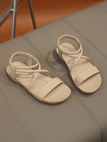 1双复古露趾儿童凉鞋，夏季新款时尚透气沙滩鞋，软底防滑