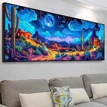 5D DIY钻石画套装，超大尺寸90x30厘米全钻圆形钻石工艺艺术套装，适合成人，最佳家居墙面装饰艺术品，理想的圣诞节和万圣节减压礼物 - 駝色 - 查看 19