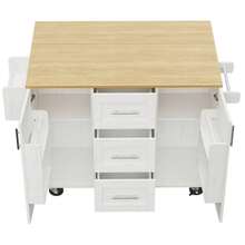 Kitchen Island, Removable Partitions, Removable Casters (Used As Kitchen Cabinets), Dining Cart With Workbench, Buffet Cabinet, Dining Cart With Wood Grain Finish, Side Towel Rack With Casters, Black - 白色 - 查看 7
