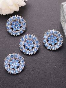 4颗/套 雪花镂空水钻镶嵌高档金属纽扣,适用于连衣裙、开衫、外套、毛衣、西装、晚礼服、上衣、鞋子、帽子、礼品盒、珠宝、节日装饰、DIY配件 - 彩色 - 查看 6