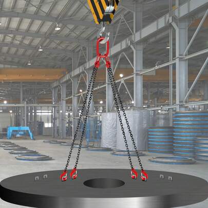 Chain Sling, 5/16 Inch X 5 Ft Lifting Chains With Hooks, G80 Engine Chain Hoist Lifts, 11000 Lbs/5 Ton Capacity Lifting Sling Chains For Engine Hoist, Engine Lift Chain With 4 Leg Grab Hooks