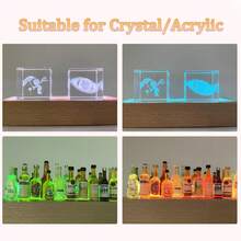 1个加厚3D亚克力发光底座，长方形实木LED夜灯，亚克力，水晶，夜灯，玻璃树脂艺术发光底座，水培植物玻璃瓶灯底座DIY照明装饰，情人节礼物个性化照片氛围灯底座，菜单展示架，USB供电 - 彩色 - 查看 11
