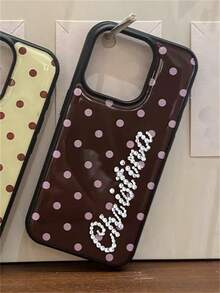 Customized Luxury Rhinestone Polka Dot Personalized Letter Name Phone Case, Compatible With IPhone 17 Pro Max, 17, 16, 15, 14, 13, 12 Pro Max, 14, 15, 16 Plus, Shock-Proof Protective Cover