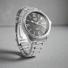 DHP Men's Dress Watch - Assorted Colors, Waterproof. - Silver Black 2 - View 2