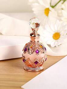 1pc 15ml Refillable Essential Oil Fragrance Bottle, High-End Aromatherapy Vial, Crystal Bottle, Small Capacity Fragrance Bottle, Holiday Travel Oil Decanting Bottle, Travel Aromatherapy Container, With Glass Dropper, Retro Dubai Style Bottle, Eid Al-Fitr Decoration, Gift For Women, Valentine's Day Gift, Travel (Bottle Only, No Fragrance Included)