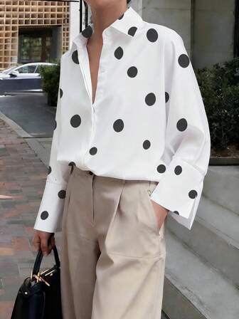 Women's French Polka Dot Long Sleeve Business Interview Commuting Leisure Relaxation Simple Temperament Elegant Winter Clothes For Women