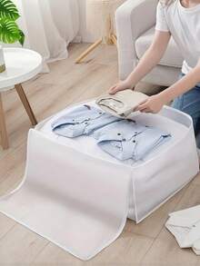 1pc Large Capacity Foldable Fabric Storage Bag - Suitable For Bedding, Clothes, Pillows, Quilts - Applicable For Home, Bedroom, Dorm, Spa Closet, No Electricity Needed, Collapsible, No Support Required - White - View 3