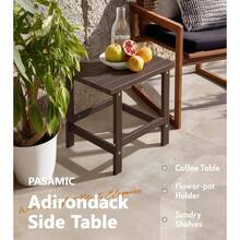 YQQ PASAMIC - Mesa Auxiliar Cuadrada Adirondack mesas auxiliares para Exteriores Mesa Auxiliar Resistente a la Intemperie para Patio Patio Piscina compañero Interior Playa fácil Mantenimiento2179 - Marrn - Ver 5