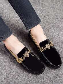 2026Men's Loafers, Casual Driving Shoes, Soft Leather, Soft Sole, Versatile Slip-On Shoes, Comfortable And Easy-To-Match Flat Shoes - 黑色 - 查看 7