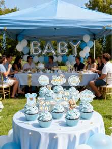 24PCS/16pcs/8pcs Baby Shower Bear Cupcake Toppers,Baby Party Supplies,Birthday Decorations,Selection Baby Bear Theme Baby Shower Decorative Supplies Jungle Animal Theme Baby Shower Birthday Party Cake Decorative Supplies Pinkbaby Shower Family Decorations Gifts - Multicolor - View 4