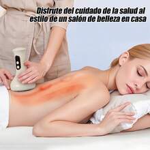Instrumento eléctrico inteligente recargable por USB de 1200 mAh para ventosas y raspado, para uso doméstico, masajeador de ventosas inteligente con 9 velocidades ajustables, masajeador eléctrico doméstico de ventosas y gua sha con ventosas grandes de succión y deslizamiento para frotar el abdomen, la espalda, las piernas y masajear, dispositivo portátil, ventosas fáciles de usar, deslizamiento suave, regalos para las fiestas navideñas - Beis - Ver 3