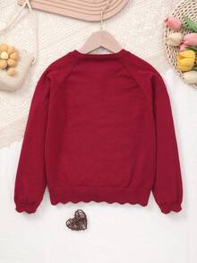 Girls Lightweight Button Hollow Knit Cardigan - Burgundy - View 7