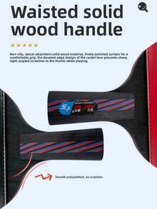 1pc Century Dawn 5-Star Table Tennis Racket, Professional Training & Competition Grade, High Elasticity , 7-Ply Solid Wood Blade, Comes With Case, Single Racket Set, Carbon Fiber Blade, Gym & Club Sports Equipment - Multicolor - View 9