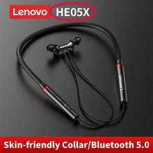 Lenovo HE05X Neckband Bluetooth Headphones - Wireless Sports Earbuds For Running/Gaming, IPX5 Sweatproof & Waterproof, High Sound Quality, Ultra-Long Battery Life