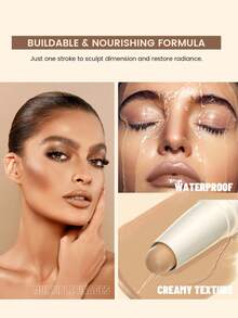Pudaier Double-Headed Highlight & Contour Concealer Stick - Waterproof, Buildable Coverage Foundation Stick - Beauty Must-Have, Multi-Purpose, Flawless Finish Cosmetics - #05 - View 5