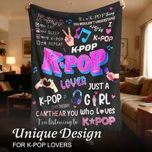 Kpop Gifts Blanket For   - Music Gifts For Women Friends K-Pop Lovers, Kpop Merch Stuff, Christmas Birthday Gifts For BFF  Women, Just A  Who Loves K-Pop Blanket (Purple, 60''x50) - 彩色 - 查看 3