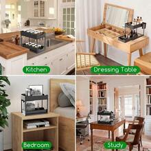 SAMODRA Under Sink Organizers and Storage Kitchen Cabinet Storage 2 Tier Drawer Pull-Able Basket Organizer Bathroom Storage Rack with Hooks DIY Removable Dividers Black-Double Drawer-2 Pack - Blanco-03 - Ver 6
