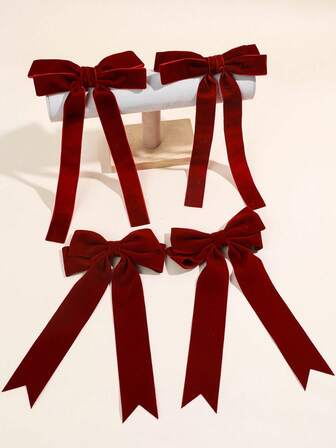 2 Pcs Girls Bow Hair Clips, Cute Back To School Vintage Velvet Bow-Knot Decorative Hair Clips French Barrettes Hairpins Hair Accessories For Holiday Parties And Daily Use