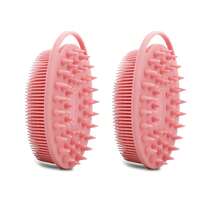 2pcs Silicone Body Cleaning Brush Set, Double-Sided Loofah Shower Brush And Scalp Massager Shampoo Brush, Suitable For Sensitive Skin Of Children, Women And Men (Black And Pink)