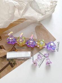 3D树脂亚克力扎染果冻色亮片星星爱心排列底座，配5个极光彩色美甲展示架，日式美甲DIY工具及摄影道具